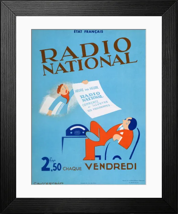 Framed Print : Advertisement for French Radio National, 20th century Framed Print : Advertisement for French Radio National, 20th century