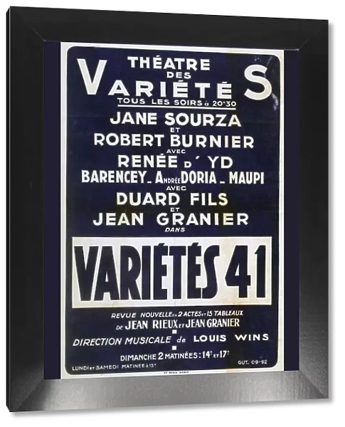 Poster advertising Varietes 41 variety show, France, 1941