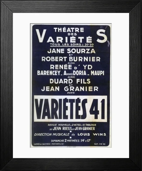 Framed Print : Poster advertising Varietes 41 variety show, France, 1941 Framed Print : Poster advertising Varietes 41 variety show, France, 1941