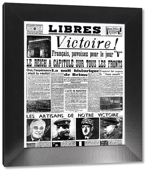 Victory!, front page of Libres newspaper, 9 May 1945
