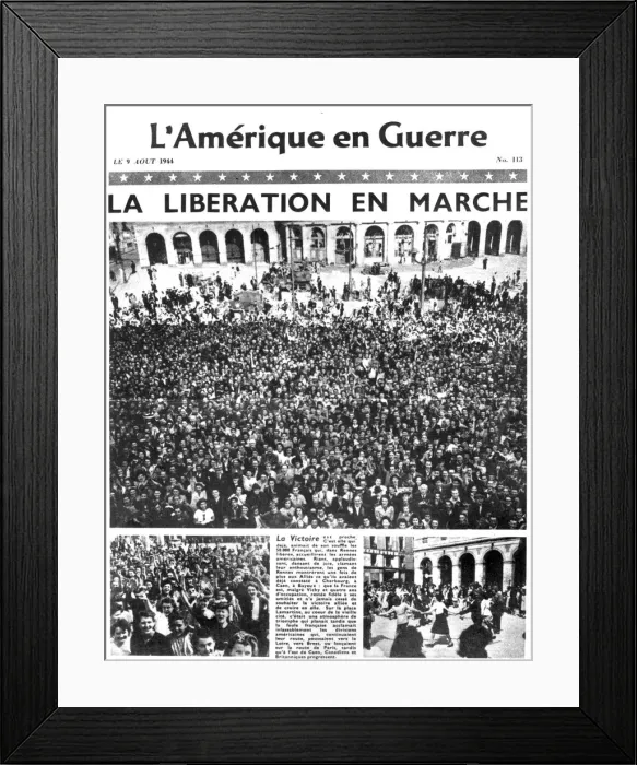 Framed Print : Front page of L Amerique en Guerre newspaper, 9 August 1944 Framed Print : Front page of L Amerique en Guerre newspaper, 9 August 1944