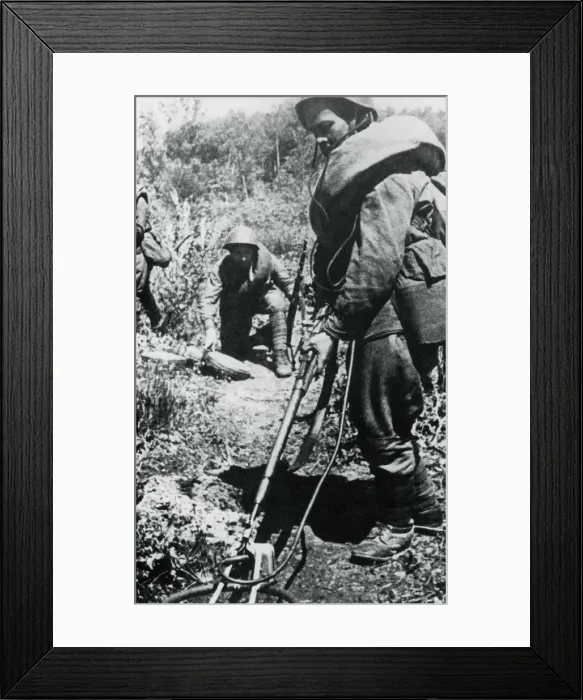 Framed Print : Russian soldiers clearing mines, west of Minsk, 1944 Framed Print : Russian soldiers clearing mines, west of Minsk, 1944