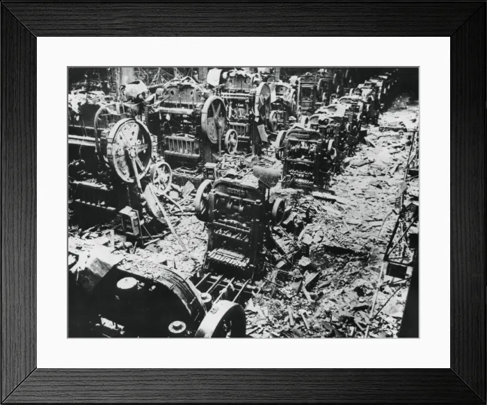 Framed Print : Bomb damage at a Renault factory, Sevres, Paris, 4 April 1943