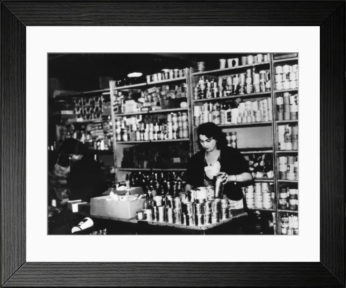 Framed Print : Food store in occupied Paris, c1941(?) Framed Print : Food store in occupied Paris, c1941(?)