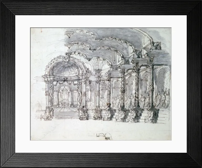 Framed Print : Set design for the opera Proserpine, c1680. Artist: Jean Berain Framed Print : Set design for the opera Proserpine, c1680. Artist: Jean Berain