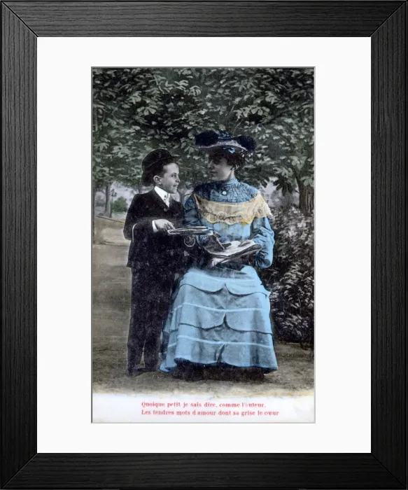 Framed Print : French romantic postcard, c1900