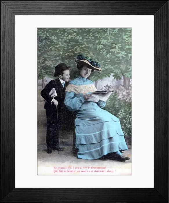 Framed Print : French romantic postcard, c1900 Framed Print : French romantic postcard, c1900
