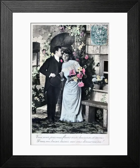 Framed Print : French romantic postcard, c1900 Framed Print : French romantic postcard, c1900