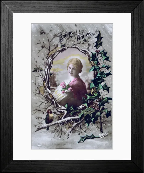 Framed Print : Happy New Year, French postcard, c1900