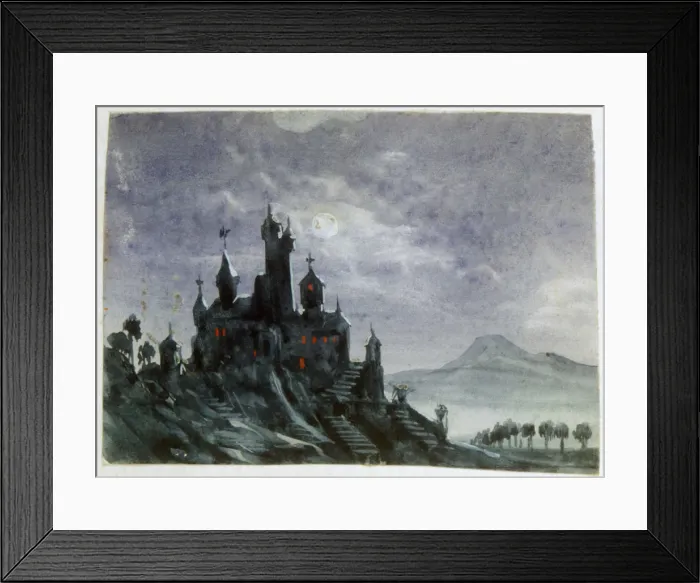 Framed Print : Fantasy Castle in Moonlight I, 1820-1876. Artist: George Sand Framed Print : Fantasy Castle in Moonlight I, 1820-1876. Artist: George Sand