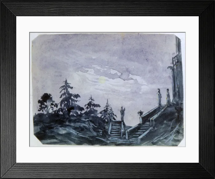 Framed Print : Fantasy Castle in Moonlight II, 1820-1876. Artist: George Sand Framed Print : Fantasy Castle in Moonlight II, 1820-1876. Artist: George Sand