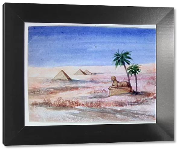 Sphinx and Pyramids, Giza I, 1820-1876. Artist: George Sand