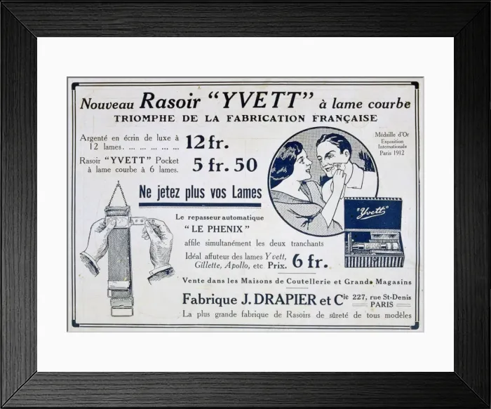 Framed Print : Yvett razor advertisement, 1915 Framed Print : Yvett razor advertisement, 1915