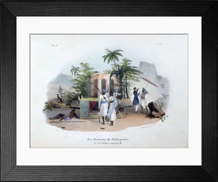 Framed Print : Porteurs de Palanquins, 1828. Artist: Jean Henri Marlet Framed Print : Porteurs de Palanquins, 1828. Artist: Jean Henri Marlet