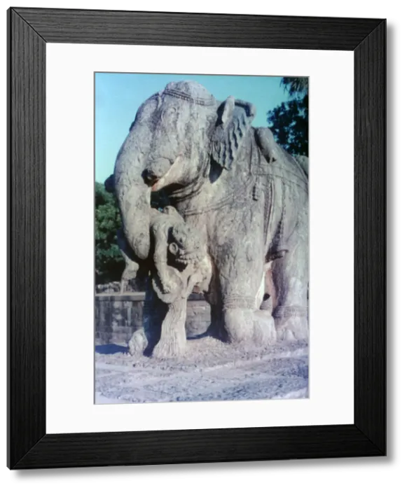 Framed Print : Elephant sculpture, Khajuraho, India. c950-1050. (20th century) Framed Print : Elephant sculpture, Khajuraho, India. c950-1050. (20th century)