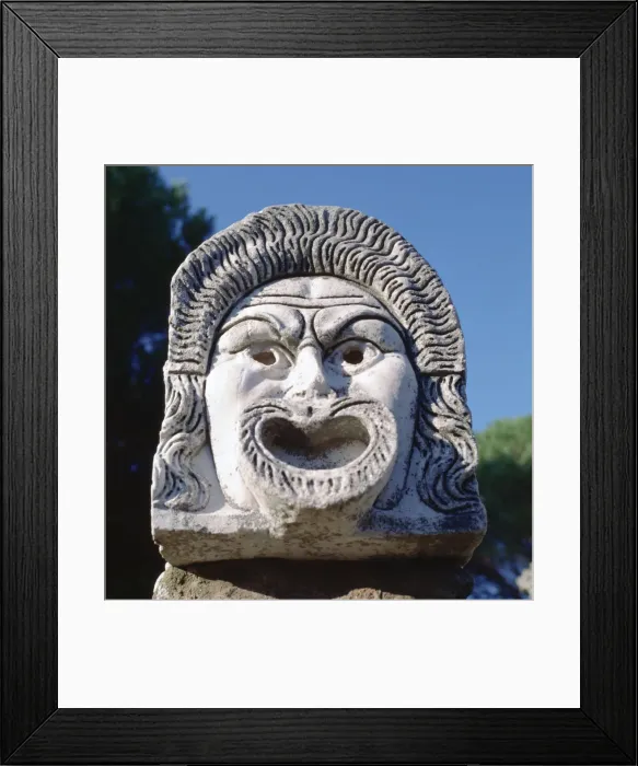 Framed Print : Roman amphitheatre carving