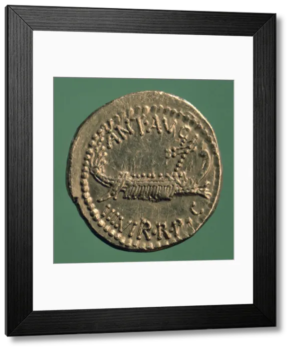 Framed Print : Roman coin, Marc Antony Legionary Denarius, 32-1 BC Framed Print : Roman coin, Marc Antony Legionary Denarius, 32-1 BC