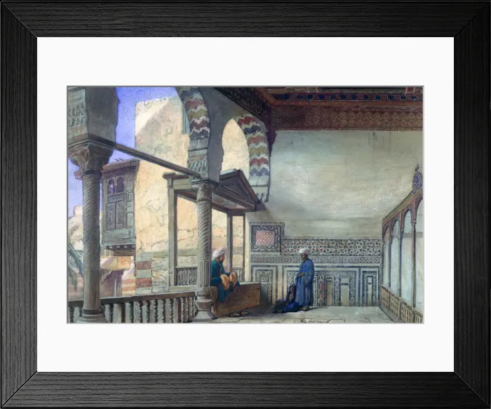Framed Print : Loggia, Summer Reception, Memlook Radnau Beys House, Cairo, 1870. Artist: Frank Dillon Framed Print : Loggia, Summer Reception, Memlook Radnau Beys House, Cairo, 1870. Artist: Frank Dillon