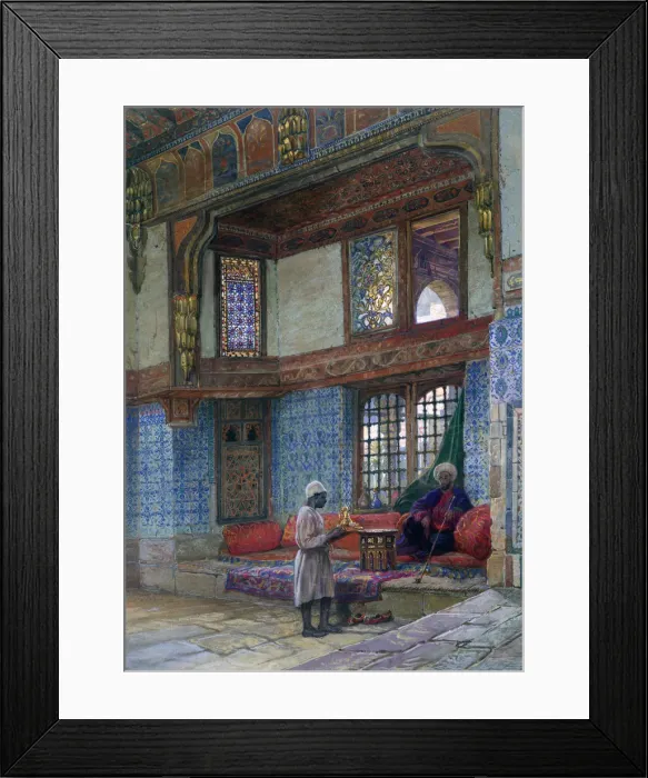 Framed Print : Recess in the reception room of Mufti Sheik El Mahadis house, Cairo, 1873. Artist: Frank Dillon Framed Print : Recess in the reception room of Mufti Sheik El Mahadis house, Cairo, 1873. Artist: Frank Dillon