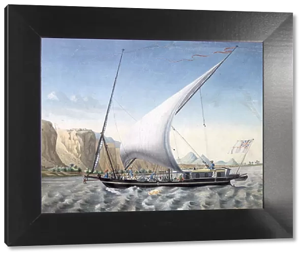 A Boat on the Nile, Ibrim, Nubia, 1827-1829. Artist: Louis M. A. Linant de Bellefonds