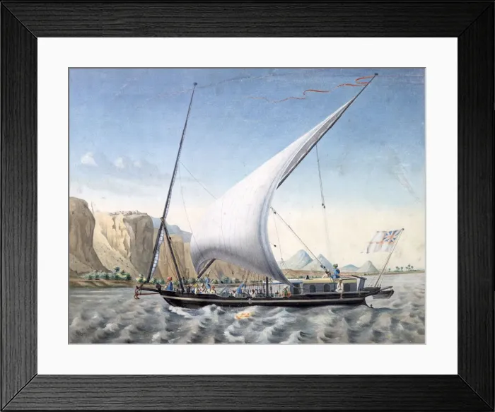 Framed Print : A Boat on the Nile, Ibrim, Nubia, 1827-1829. Artist: Louis M. A. Linant de Bellefonds Framed Print : A Boat on the Nile, Ibrim, Nubia, 1827-1829. Artist: Louis M. A. Linant de Bellefonds