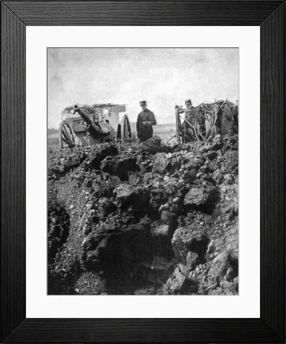 Framed Print : A French battery of the 75th has a narrow escape, World War I, 1915 Framed Print : A French battery of the 75th has a narrow escape, World War I, 1915