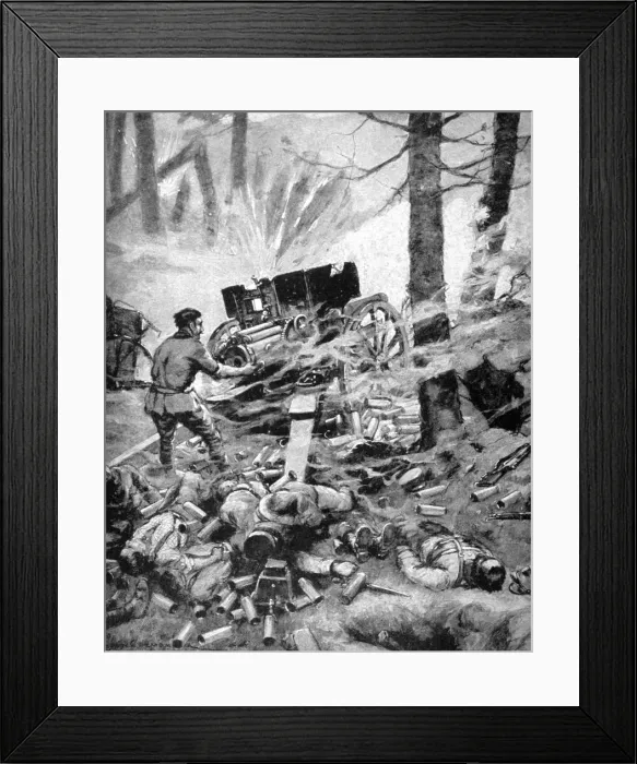 Framed Print : Heroism of a Italian 75mm Battery, World War I, 1915 Framed Print : Heroism of a Italian 75mm Battery, World War I, 1915