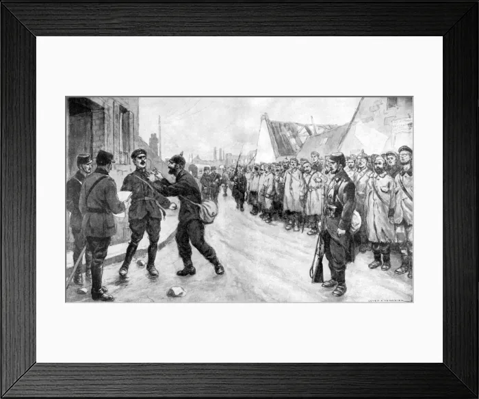 Framed Print : A German Prisoner Dares to Attack an Officer, France, World War I, 1915 Framed Print : A German Prisoner Dares to Attack an Officer, France, World War I, 1915