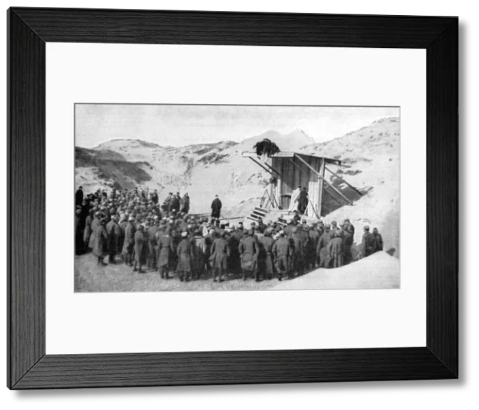 Framed Print : Easter mass in the dunes on the beaches of Belgium by the North Sea, World War I, 1915 Framed Print : Easter mass in the dunes on the beaches of Belgium by the North Sea, World War I, 1915