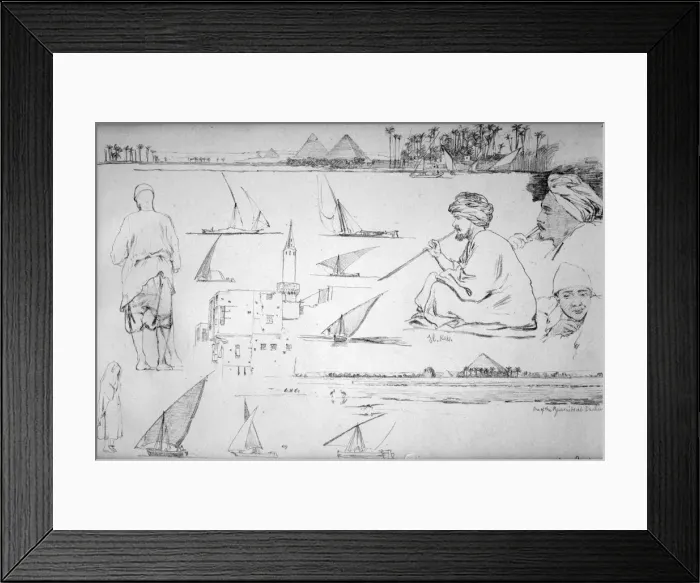 Framed Print : Sketches along the Nile, Egypt, c1842. Artist: Richard Dudd Framed Print : Sketches along the Nile, Egypt, c1842. Artist: Richard Dudd