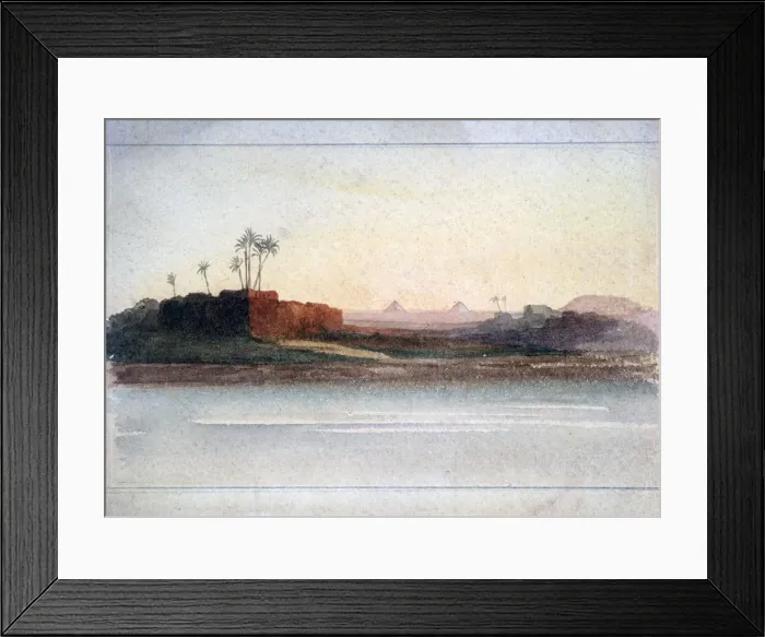 Framed Print : Pyramids from the Nile, Cairo, Egypt, 19th century. Artist: GS Cautley Framed Print : Pyramids from the Nile, Cairo, Egypt, 19th century. Artist: GS Cautley
