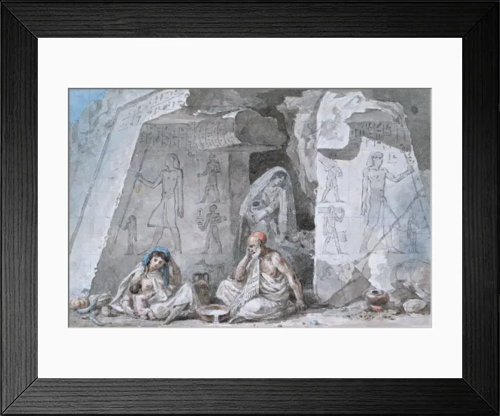 Framed Print : Egyptian Family Outside an Ancient Tomb, 19th century. Artist: Vivant Denon Framed Print : Egyptian Family Outside an Ancient Tomb, 19th century. Artist: Vivant Denon