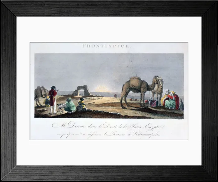 Framed Print : Dominique Vivant Denon at work in the desert, Upper Egypt, 1802 Artist: B Comte Framed Print : Dominique Vivant Denon at work in the desert, Upper Egypt, 1802 Artist: B Comte