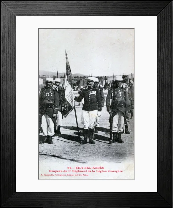 Framed Print : Flag of the 1st Regiment of the French Foreign Legion, Sidi Bel Abbes, Algeria, 1933. Artist: Boumendil Framed Print : Flag of the 1st Regiment of the French Foreign Legion, Sidi Bel Abbes, Algeria, 1933. Artist: Boumendil