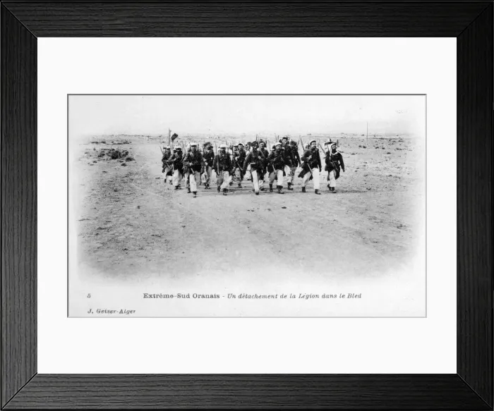 Framed Print : A detachment of the French Foreign Legion in the Sahara desert, Algeria, c1905. Artist: J Geiser Framed Print : A detachment of the French Foreign Legion in the Sahara desert, Algeria, c1905. Artist: J Geiser
