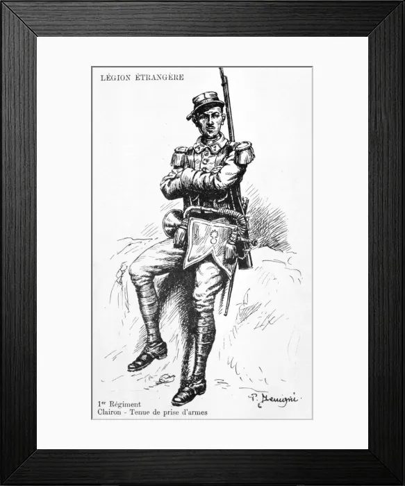 Framed Print : Bugler, 1st Regiment of the French Foreign Legion, 20th century Framed Print : Bugler, 1st Regiment of the French Foreign Legion, 20th century