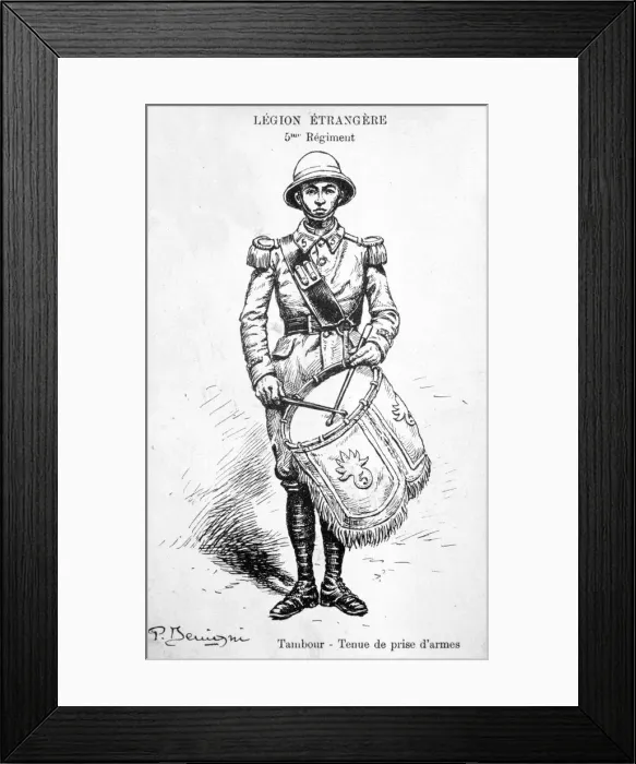 Framed Print : Drummer, 5th regiment of the French Foreign Legion, 20th century Framed Print : Drummer, 5th regiment of the French Foreign Legion, 20th century