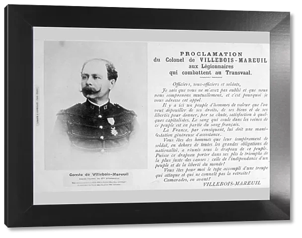Proclamation by Colonel Villebois-Mareuil, c1900