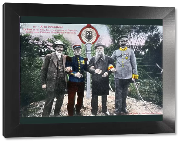 Father and his sons at the French  /  German border, 20th century