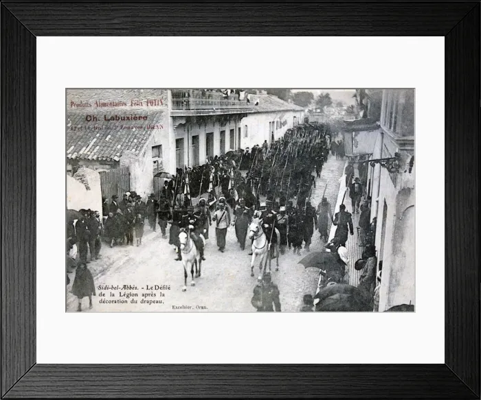 Framed Print : The French Foreign Legion parading through the streets of Sidi Bel Abbes, Algeria, 1906