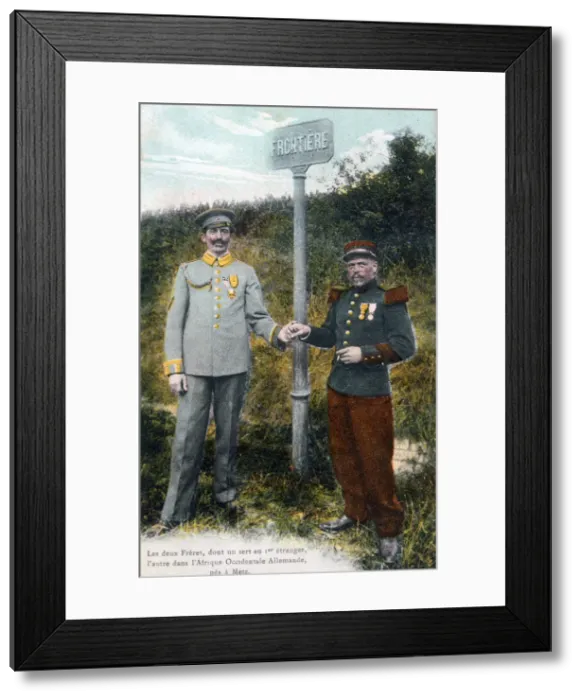 Framed Print : Two brothers at the French / German frontier, 20th century Framed Print : Two brothers at the French / German frontier, 20th century