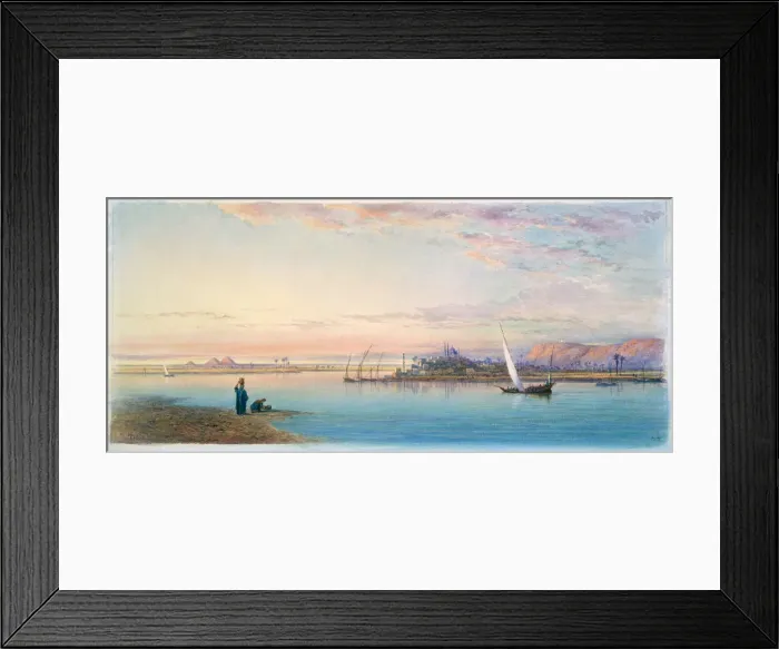 Framed Print : The Nile by Bulaq, Egypt, 1868. Artist: Henry Pilleau Framed Print : The Nile by Bulaq, Egypt, 1868. Artist: Henry Pilleau