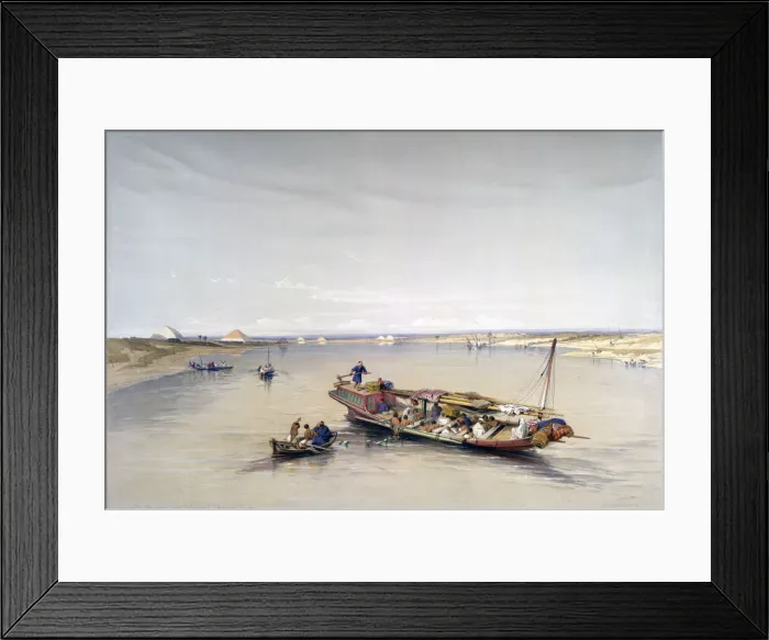 Framed Print : The Nile looking towards the Pyramids of Dahshur and Saqqarah, 19th century. Artist: David Roberts Framed Print : The Nile looking towards the Pyramids of Dahshur and Saqqarah, 19th century. Artist: David Roberts