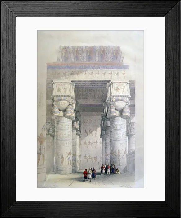 Framed Print : Portico of the Temple of Dendera, 19th century. Artist: David Roberts Framed Print : Portico of the Temple of Dendera, 19th century. Artist: David Roberts