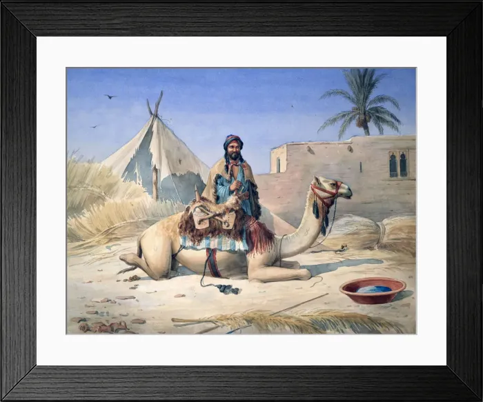 Framed Print : Bedouin and Camel, 1830. Artist: Emile Prisse D Avennes Framed Print : Bedouin and Camel, 1830. Artist: Emile Prisse D Avennes
