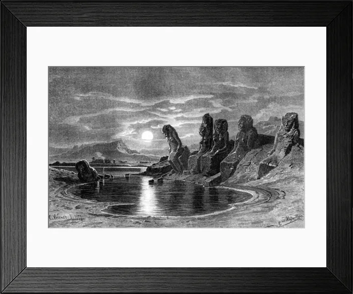 Framed Print : Sekhets with the Moonlight, Egypt, 1877. Artist: Ernest Heyn Framed Print : Sekhets with the Moonlight, Egypt, 1877. Artist: Ernest Heyn