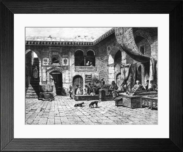 Framed Print : Merchants of Carpet to the Khan El-Country Cottage, 1880 Framed Print : Merchants of Carpet to the Khan El-Country Cottage, 1880