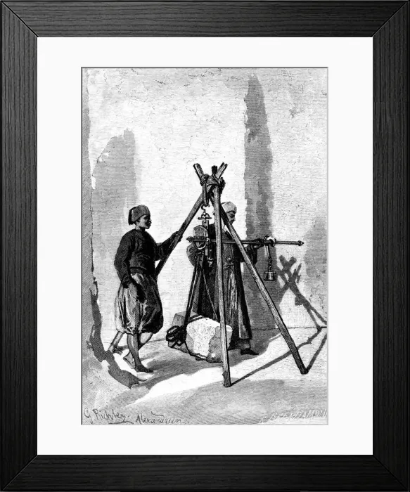 Framed Print : Weighing of the Blocks of Stone, Egypt, 1880. Artist: R Brandamour Framed Print : Weighing of the Blocks of Stone, Egypt, 1880. Artist: R Brandamour