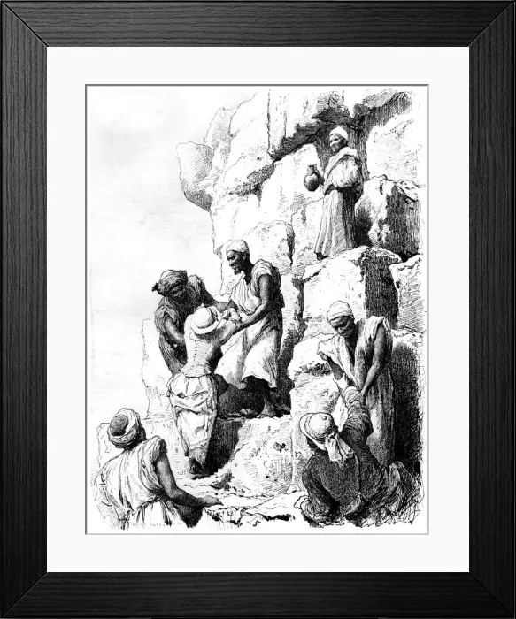 Framed Print : Climbing of the Pyramid, Egypt, 1880. Artist: Bh Fiedlen Framed Print : Climbing of the Pyramid, Egypt, 1880. Artist: Bh Fiedlen