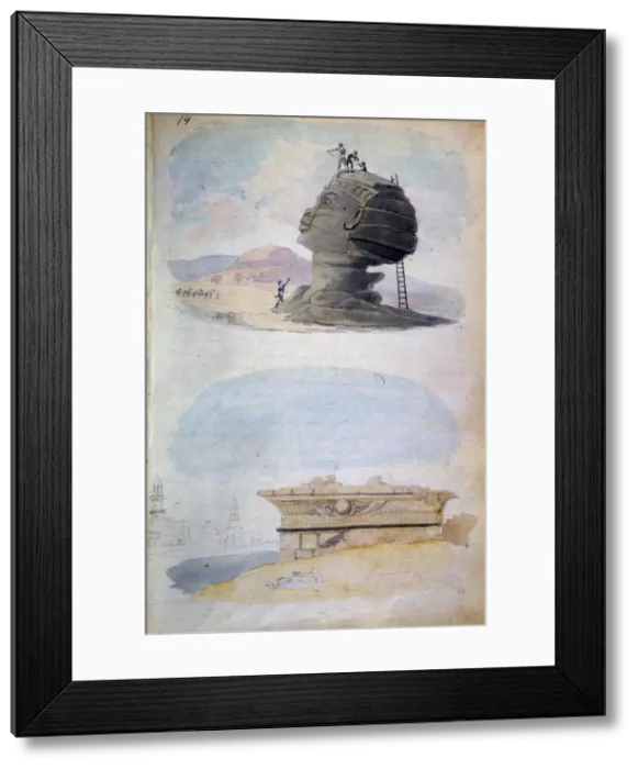 Framed Print : The Sphinx and a tomb, Egypt, 19th century. Artist: CH Smith Framed Print : The Sphinx and a tomb, Egypt, 19th century. Artist: CH Smith